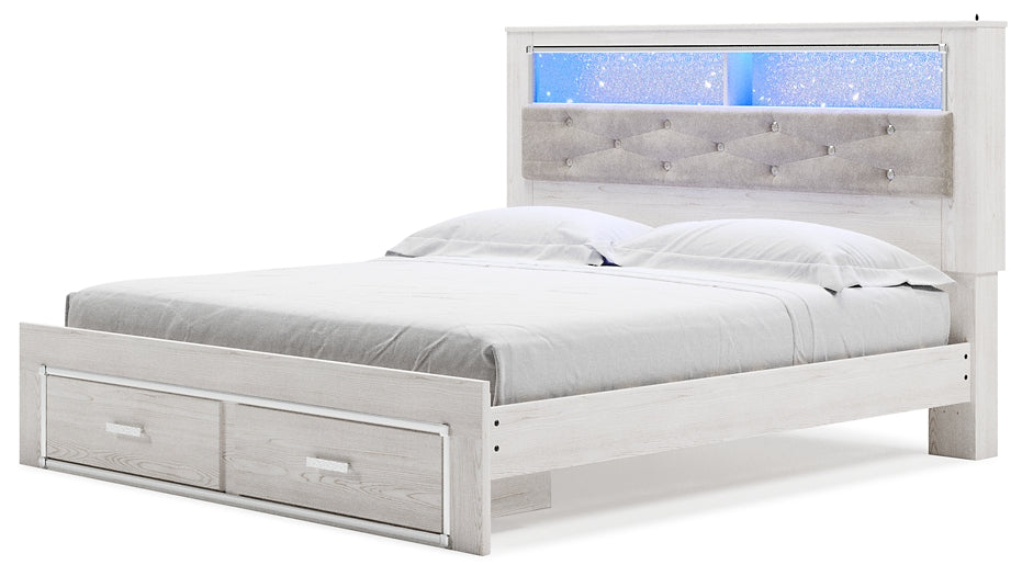 Altyra Queen Upholstered Bookcase Bed with Storage