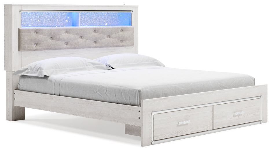 Altyra Queen Upholstered Bookcase Bed with Storage