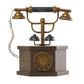 COPPER METAL ANTIQUE STYLE TELEPHONE WITH BROWN WOODEN BASE, 12" X 9" X 13"