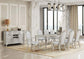 Evangeline 5-Piece Dining Table Set With Extension Leaf Ivory And Silver Oak