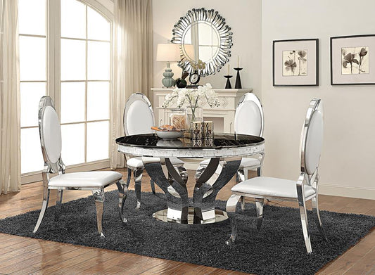 198701 Egarohcoa 5-piece Round Stainless Steel Dining Set Chrome