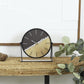 Black Wooden Geometric Clock with Brown Wood Accents, 9" x 3" x 9"