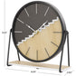 Black Wooden Geometric Clock with Brown Wood Accents, 9" x 3" x 9"