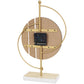 CosmoLiving by Cosmopolitan Black Wooden Geometric Two-Toned Clock with Wood Accents and Gold Semicircle Frame, 9" x 3" x 14"