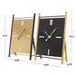 CosmoLiving by Cosmopolitan Black Metal Rectangular Angled Clock with Gold Accents and Cutout Tick Hour Markers, Set of 2 7"W, 10"H