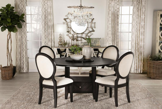 Alywt 5-piece Round Storage Base Dining Table Set Dark Cocoa