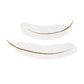 WHITE RESIN BIRD FEATHER WALL DECOR WITH GOLD FOIL ACCENT, SET OF 2 30", 23"W