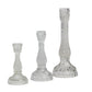 Clear Glass Candle Holder, Set of 3 12", 8", 7"H
