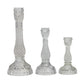 Clear Glass Candle Holder, Set of 3 12", 8", 7"H