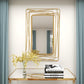 Gold Metal Wall Mirror with Thin Metal Rectangle Frame, 31" x 1" x 47"