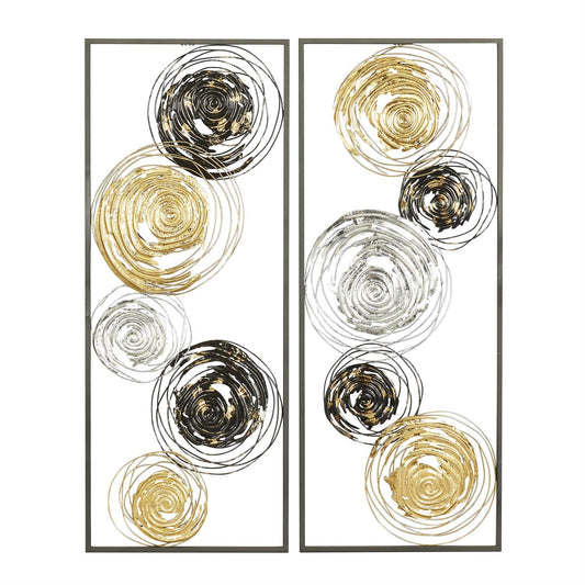 SET OF 2 BLACK METAL CONTEMPORARY WALL DECOR 14"W, 36"H