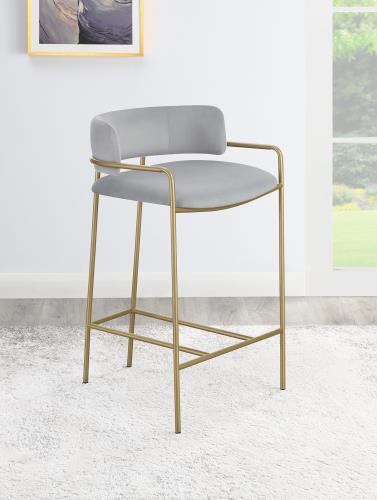 Comstock Upholstered Low Back Stool Grey And Gold