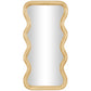 Brown Wood Wavy Wall Mirror with Dimensional Carved Frame, 20" x 2" x 39"