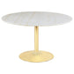 Allek 5-piece Round Marble Top Dining Set White and Gold