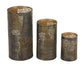 Copper Metal Leaf Decorative Candle Lantern, Set of 3 12", 9", 5"H