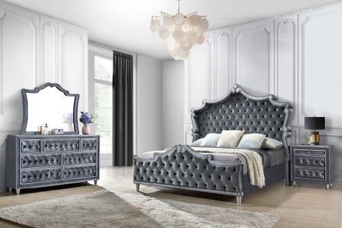 Antonella 4-Piece  Upholstered Tufted Bedroom Set Grey