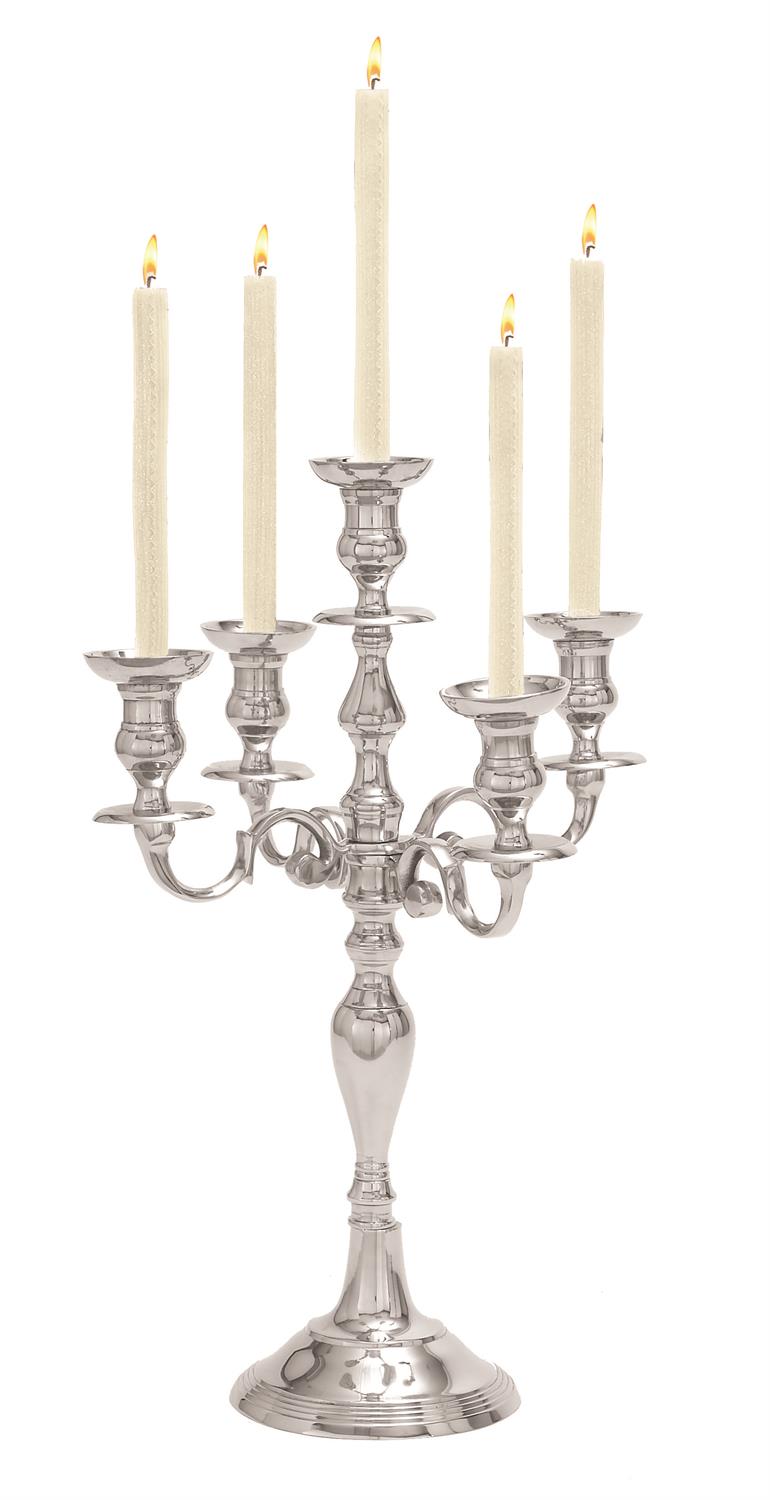 Silver Aluminum Metal Scrolled Candelabra, 16" x 16" x 24"