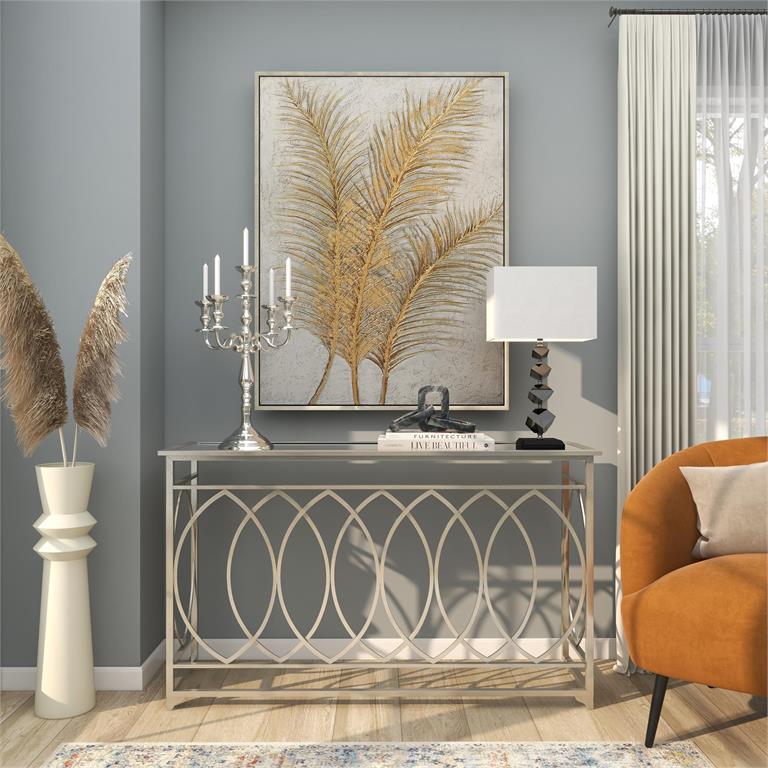 Silver Aluminum Metal Scrolled Candelabra, 16" x 16" x 24"