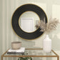 BLACK METAL WALL MIRROR WITH FLUTED FRAME, 35" X 2" X 35"
