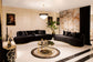 Alle Black Velvet Curved 130" Sectional