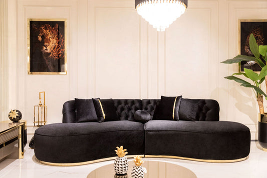 Alle Black Velvet Curved 130" Sectional