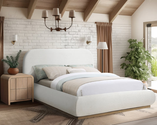 Nhguav Boucle Fabric Queen Bed
