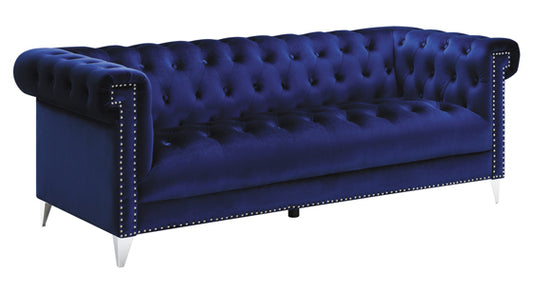 Bleker 2-Piece Tuxedo Arm Living Room Set Blue