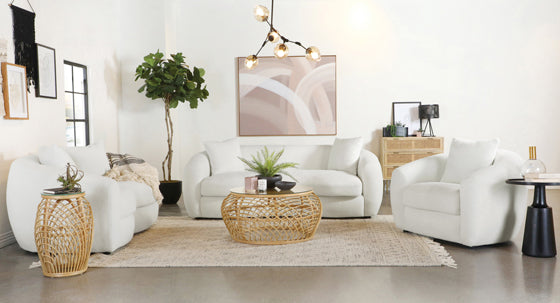 Isabella 2-Piece Upholstered Tight Back Living Room Set White