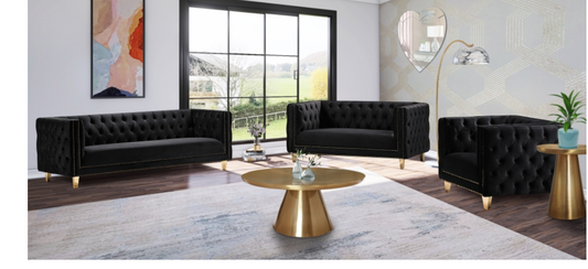 L100 Black Velvet Livingroom Set