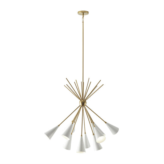 Gold Metal 11 Light Chandelier with Suspension Rod