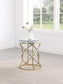 863017 Esile Round Mirror Top Stainless Steel Coffee Table Set Gold
