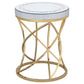 863017 Esile Round Mirror Top Stainless Steel Coffee Table Set Gold