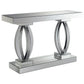 815227 Ailama Square Mirrored Acrylic Crystal Coffee Table Set Silver
