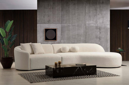 Eolc Ivory Boucle Curved 134" RAF Sectional