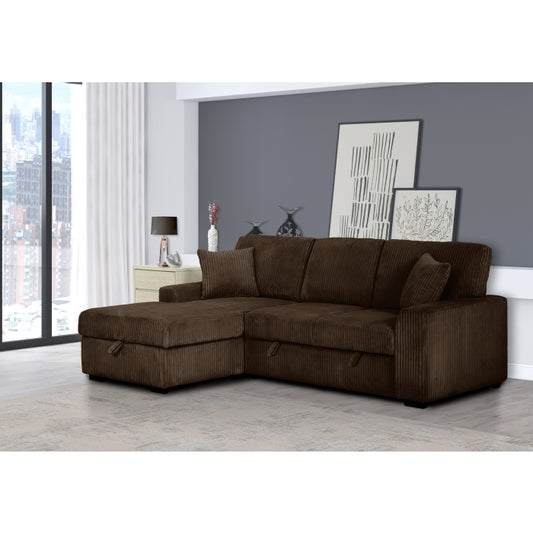 8608 Fabric Pull Out Sectional Sofa & Storage