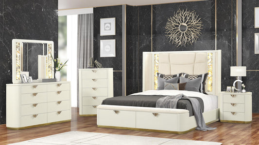 Erreip Al Queen 4 Pc Bedroom Set in Cream