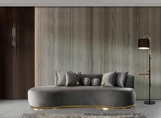 Alle Gray Velvet 106" Chaise Lounge