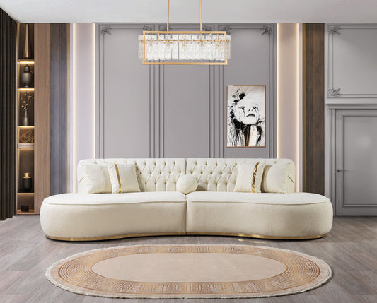 Alle Ivory Boucle Curved 130" Sectional