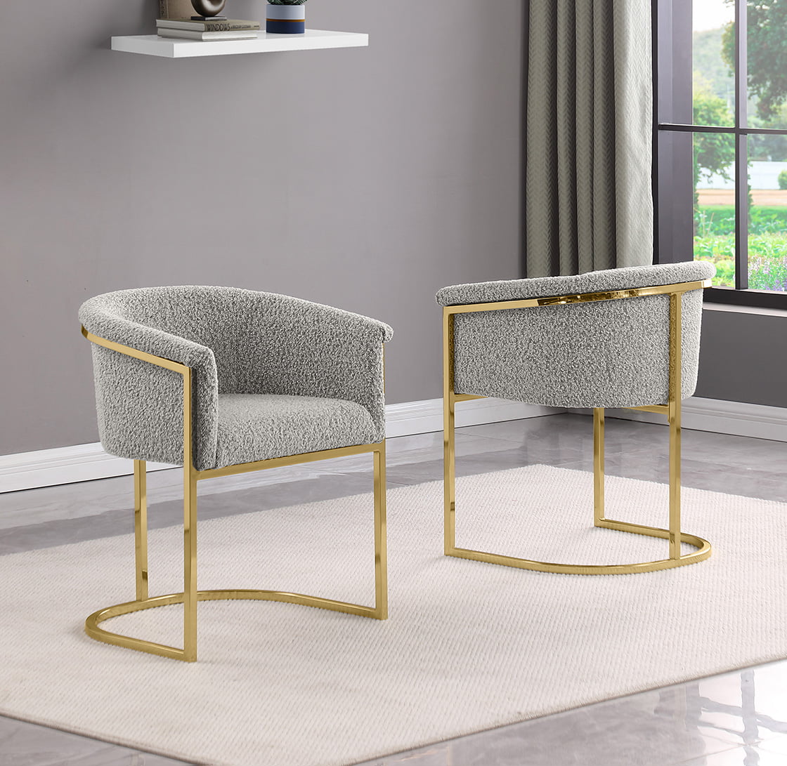 410CS Boucle Fabric Side Chairs with Gold Chrome