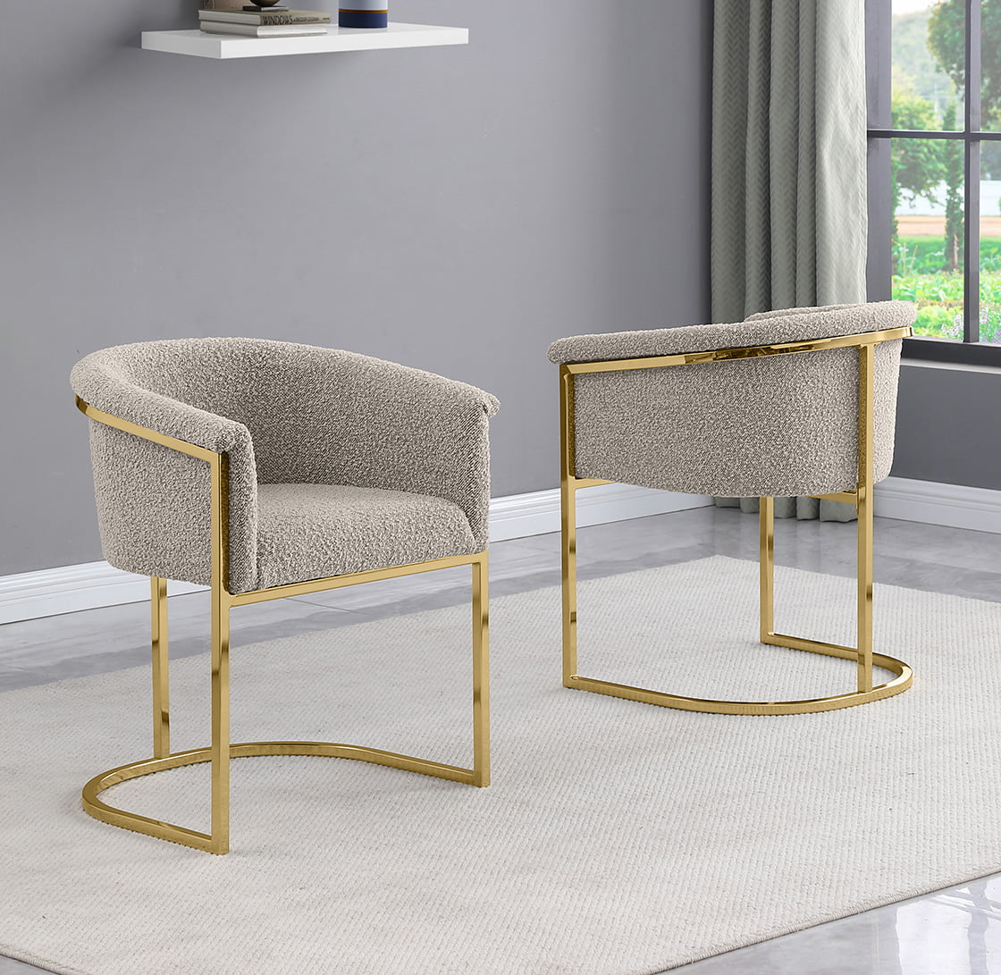 410CS Boucle Fabric Side Chairs with Gold Chrome