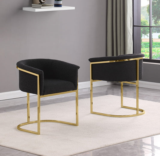410CS Boucle Fabric Side Chairs with Gold Chrome