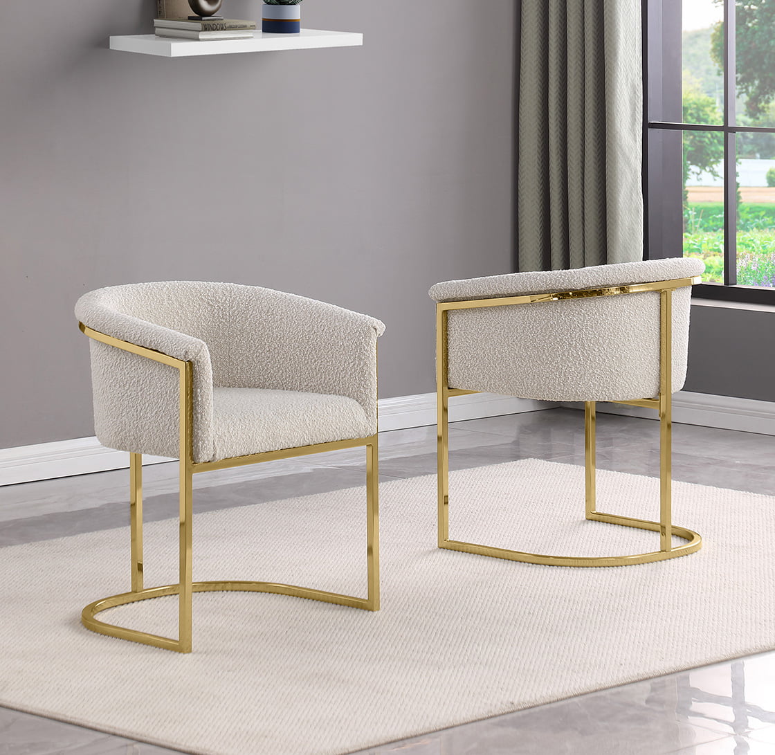 410CS Boucle Fabric Side Chairs with Gold Chrome