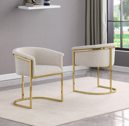 410CS Boucle Fabric Side Chairs with Gold Chrome