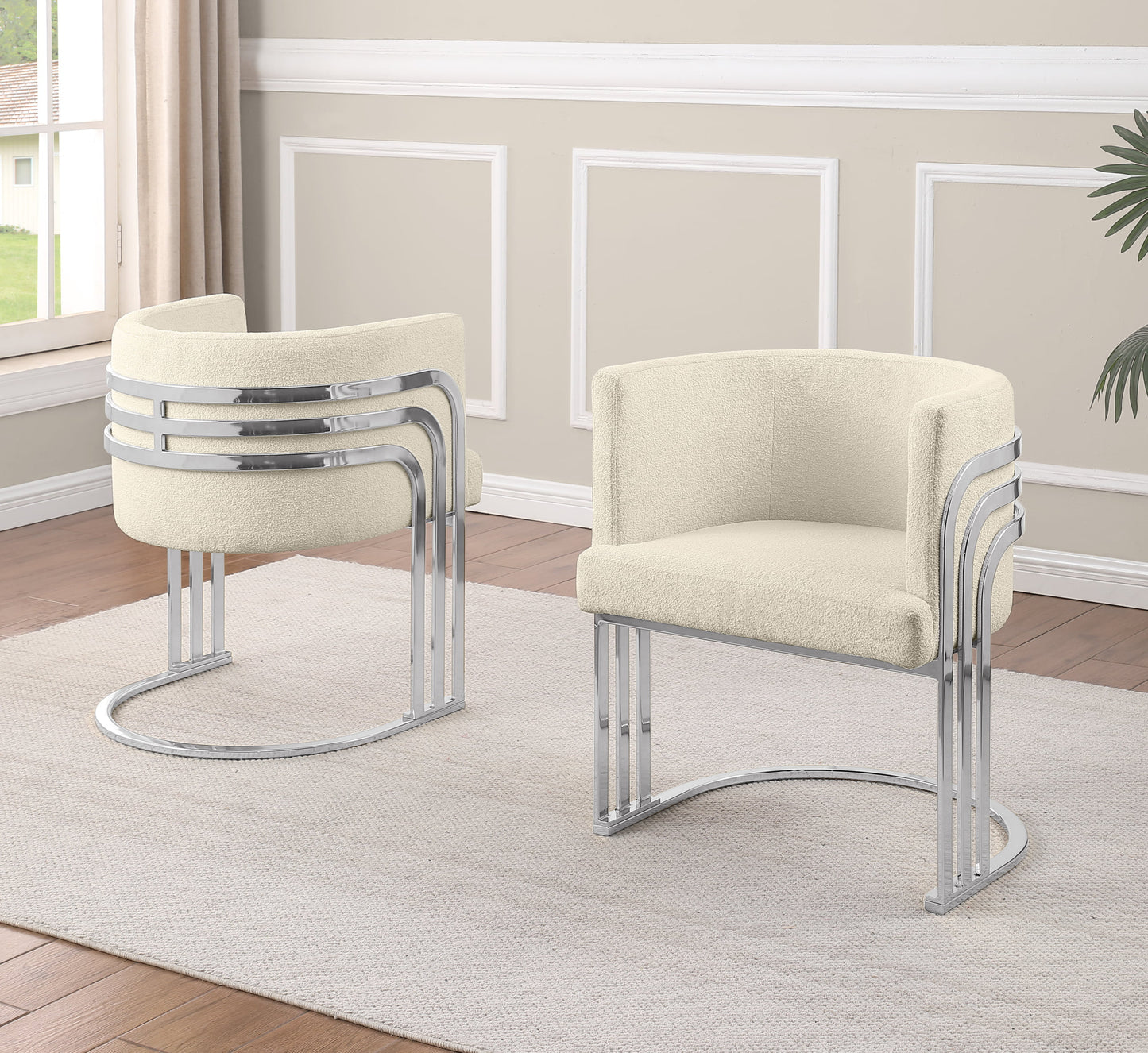 020CS Teddy fabric barrel chairs with Silver base