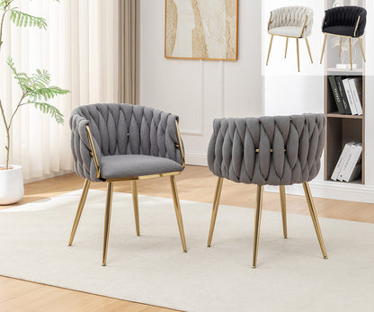 7-562CS Braided Barrel Chairs with Boucle Fabric (3 Colors)