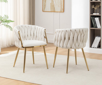 7-562CS Braided Barrel Chairs with Boucle Fabric (3 Colors)