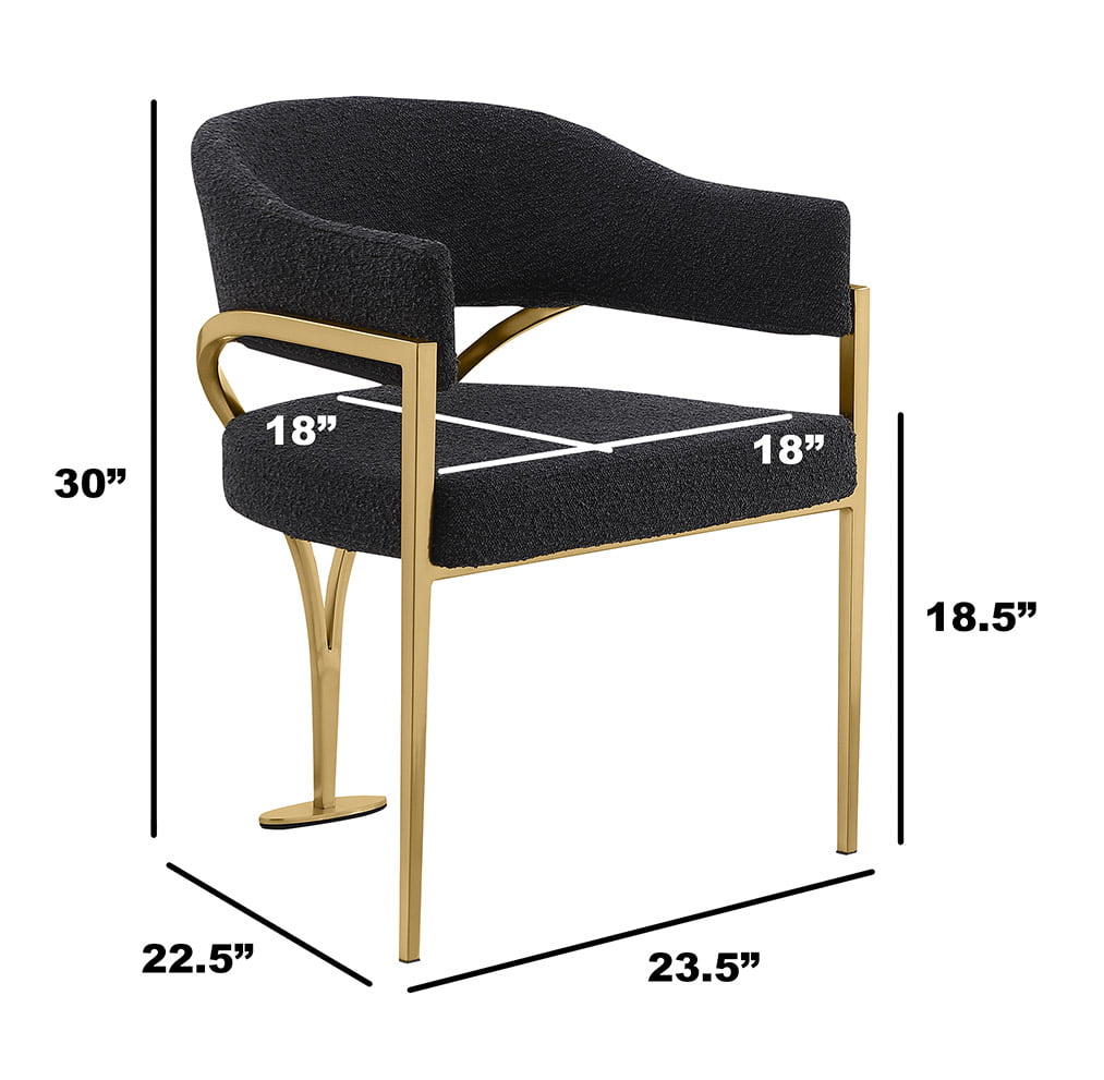 403CS Boucle Fabric Side Chairs with Brushed Gold Chrome