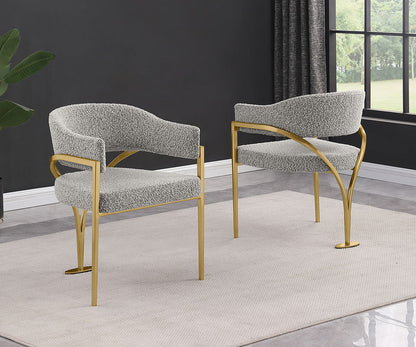 403CS Boucle Fabric Side Chairs with Brushed Gold Chrome