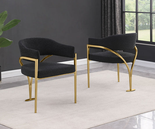 403CS Boucle Fabric Side Chairs with Brushed Gold Chrome