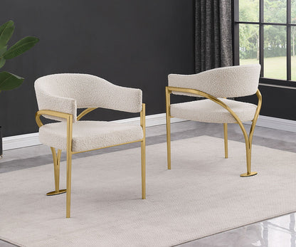 403CS Boucle Fabric Side Chairs with Brushed Gold Chrome
